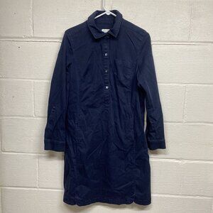 J Jill Live In Chino Blue Button Up Dress Size 10 Long Sleeve Collar